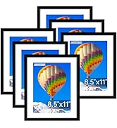 FIXSMITH 8.5x11 Picture Frame Set of 6, Black Photo Frame with HD Plexiglass, Display Pictures 5x...