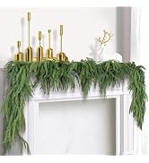 2 Pack Christmas Norfolk Pine Garlands 6FT, Real Touch Artificial Greenery Garland – Full Evergre...