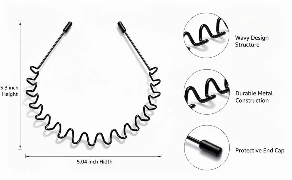 fashion hair accessory for men, zigzag hairband, adjustable fit, waterproof, lightweight
