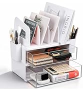 LALOBLUE Acrylic Desk Organizer with Drawer and Vertical File Holder, Desk Organizers and Accesso...