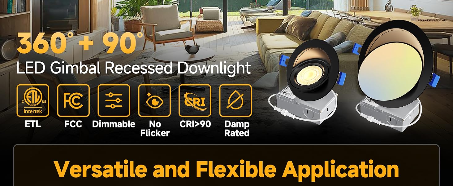 360° adjustable rotation led gimbal recessed light