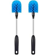 MOSOLAN Stainless Steel Bottle Brush, 2 Pack Long Handle Scrubbing Brush with Removable Head for ...