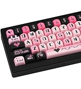 COOMICKEY 131 Keys PBT Keycaps Dye-Sublimation Black and Pink MOA Profile Custom Cute Keycaps for...