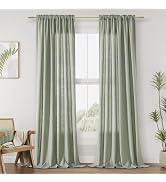 Guken Sage Green Linen Curtains 84 Inch Length for Living Room Bedroom 2 Panels Set Rod Pocket Li...