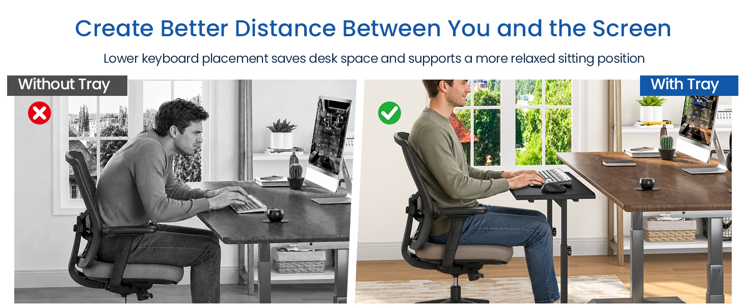 Keyboard Tray Table, Keyboard Tray with Mouse Pad, Desk for Keyboard and Mouse
