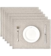 BALCONY & FALCON Placemats Set of 6 Faux Linen Cloth Place Mats Washable Waterproof Wrinkle Resis...