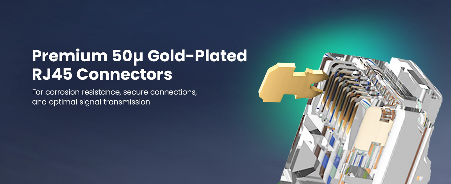 Premium 50u Gold-Plated RJ45 ConnectorsRJ 45