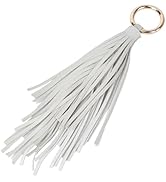 CALFOVERA Leather Tassel Pendant Handbag Key Fob Circle Key Rings Charms PU Leather Tassel Keycha...