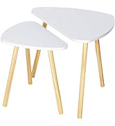 HANGKAI Nesting Coffee End Tables,Set of 2 Triangle End Table,Stacking Coffee Side Table for Home...