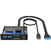 GRAUGEAR 3.5 inch Front Panel USB Hub w/Internal Card Reader, 10Gbps USB3.2 USB C, SD/microSD Car...