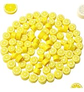 200Pcs Yellow Lemon Polymer Clay Beads,10mm Fruit Charm Spacer Beads for Jewelry Making,Necklace,...