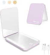 wobsion Rechargeable Travel Mirror,1x/3x Magnification Compact Mirror,3 Color Lights Pocket Mirro...