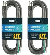 FNXPOW 2 Pack 9FT 14/3C SJTW Appliance and Power Tool Cord, 14 Gauge 3 Prong Heavy Duty Replaceme...