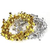 CCINEE 50FT Star Tinsel Garlands with Wire, Christmas Star Wire Garland Decorations for Xmas Tree...