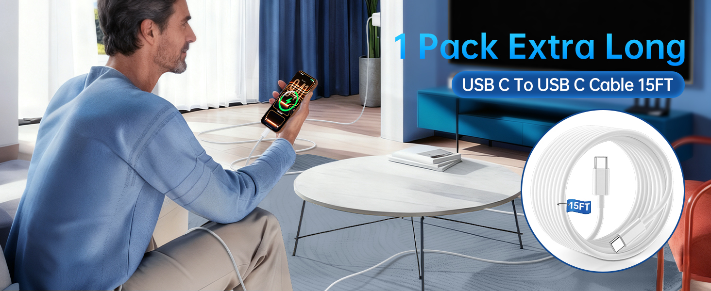USB C To USB C Cable 15FT