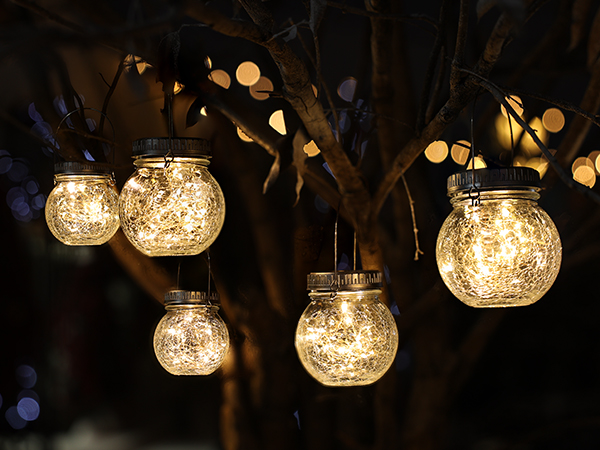 Crackle Glass Solar Lantern