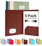 Sooez 6 Pack Pocket Folders with Labels, Heavy Duty Plastic File Folders with Pockets, Poly Folde...