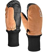 EXski Kids Winter Mittens Waterproof Warm Sherpa Fleece Ski Snow Mittens with Long Cuff