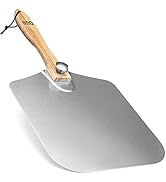 OUII Aluminum Pizza Peel Metal - 12 x 14 Inch. Pizza Spatula for Oven with Foldable Wood Handle. ...