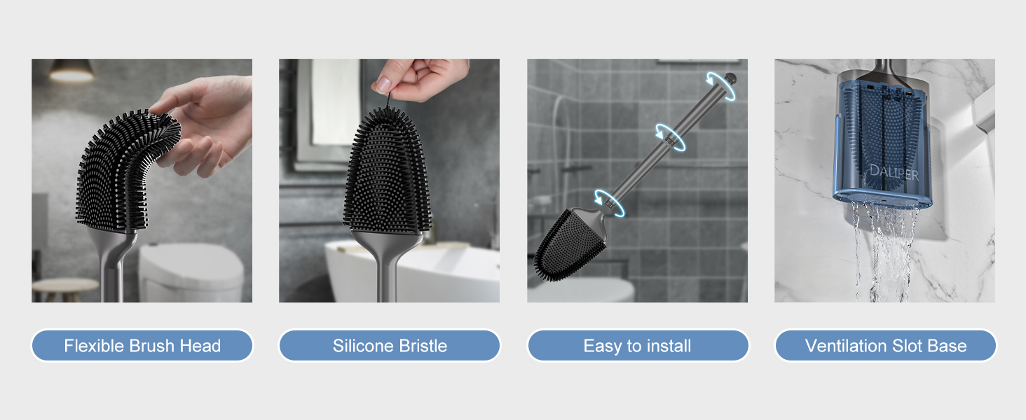 Flexible Brush Head?Silicone Bristle?Easy to install?Ventilation Slot Base
