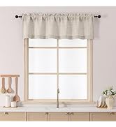Chyhomenyc Valance for Windows, Light Filtering Faux Linen Textured Small Short Valance Kitchen C...