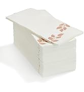 By Madee: 50 Pack Rose Gold Napkins Disposable Metallic Foil Stamped Party Napkins | Linen Like N...