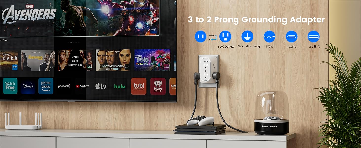 2 Prong power strip for Christmas trees light