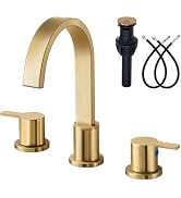 Gold Bathroom Faucet 3 Hole, Widespread Bathroom Faucet Brushed Gold, 360° Swivel High-Arc Spout ...