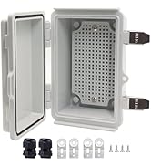 LuSumtly Waterproof Junction Box, ABS Plastic Electrical Box with Stainless Steel Latch, Hinged C...