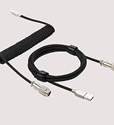 Twozoh USB C Keyboard Coiled Cable, Braided Detachable Aviator Double Sleeve Type C Mechanical Ke...