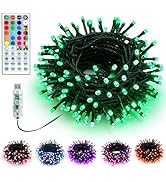 ODEETRONIC USB Christmas String Lights, 33ft 100 LED Christmas Lights Color Changing with Remote,...