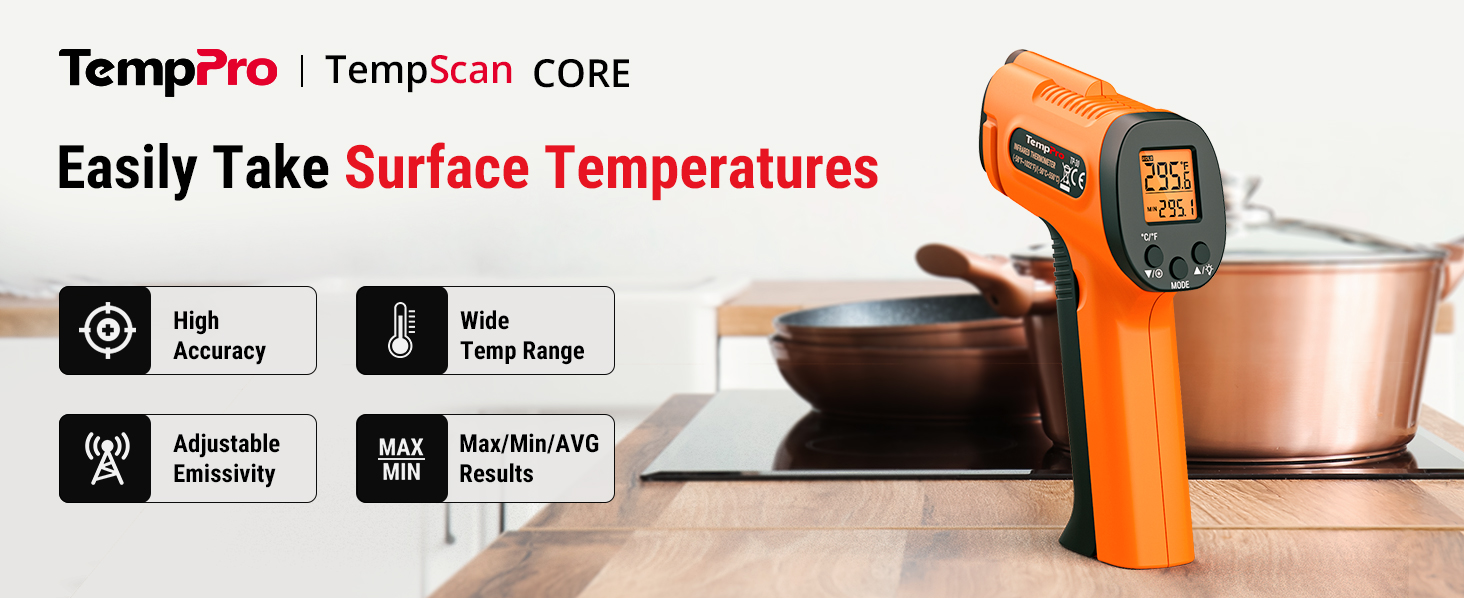 infrared thermometer gun for surface temperatures with high accuracy kitchen home garage