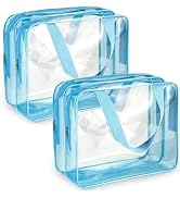 2Pcs Crystal Clear Toiletry Bag Kit for Women Men, Travel Beach Essentials PVC Waterproof Vinyl O...