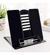 MSDADA Desk Book Stand Metal Reading Rest Book Holder Adjustable Cookbook Documents Holder Portab...