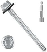 #14 x 3 (50 PCS) Metal Roofing Screws with Rubber Washer, Hex Head Metal to Wood Self Tapping Sid...
