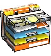 Docnest 5 Tier Letter Tray with Hanging File Organizer-Mesh Desk Organizer-Desktop Storage Box Bu...