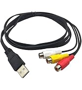 Halokny USB to 3RCA Cable, 5 Feet/1.5m USB 2.0 Male to 3 RCA Female Jack Splitter Audio Video AV ...