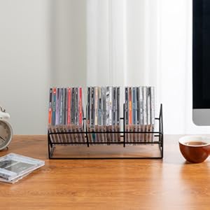 matte black metal wire CD case holder organizer rack