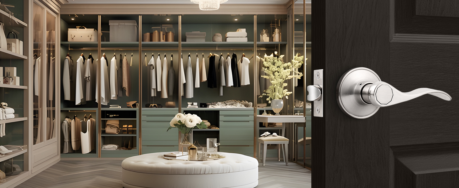 nickel passage door handle for closet