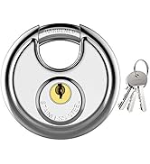 Puroma Keyed Padlock, Stainless Steel Discus Lock Heavy Duty Lock with 3 Keys, Waterproof and Rus...