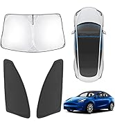 Karltys Compatible with Sunshades Tesla Model Y 2020 2021 2022 2023 Windshield Shade Front Side W...