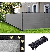 Amgo 5' x 50' Grey Fence Privacy Screen Windscreen,with Bindings & Grommets, Heavy Duty for Comme...