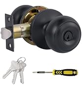 Entry Door Knobs with Lock and Keyed Alike, Interior/Exterior Flat Ball Door Locks for Bedroom/Ba...