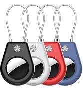 AirTag Secure Holder with Wire Cable, 4 Pack Air Tag Keychain Holders for Key Ring, Keys, Luggage...