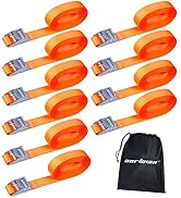 Cartman 1" x 12' Lashing Straps up to 600lbs, Orange Color, 10pk in Carry Bag