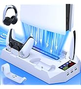 PS5 Stand with Cooling Station PS5 Controller Charging Station for Playstation 5 Console Disc/Dig...