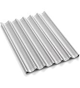 GRIDMANN 18" x 26" Commercial 6 Count Long Aluminum Baguette Pan, Perforated French Bread Loaf Ba...