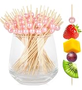 200PCS Cocktail Picks, Pink Pearl Decorative Toothpicks for Appetizers Drinks Fruit Food, 4.7 Inc...