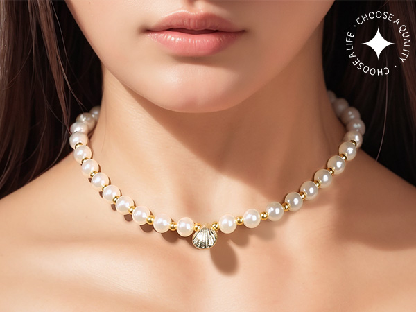 NECKLACE MIXED BY PEARL BEADS & GOLD BEADS