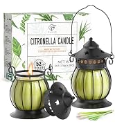 Citronella Candles Outdoor, 2 Pack 6oz Lemongrass Scented Soy Wax Candles with Vintage Metal Lant...